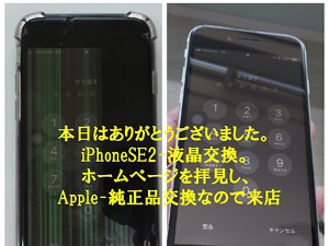 iPhoneSE2-落下の影響で液晶が使えなく。